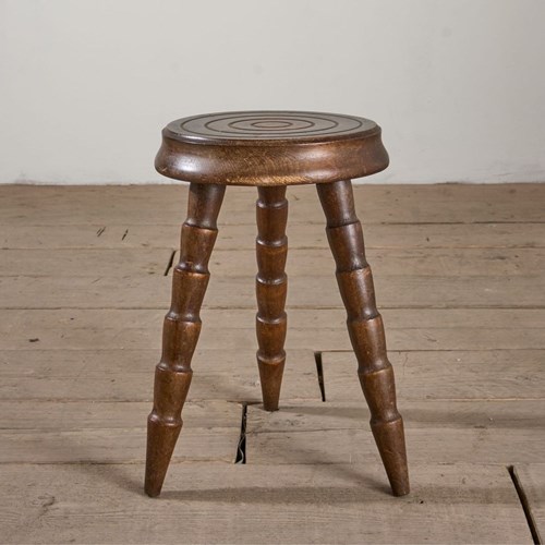 Mid Century Turned Leg Wooden Stool Side Table