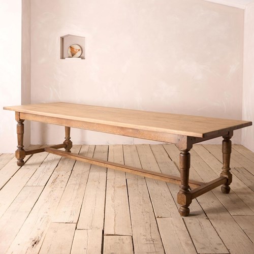Early 20Th Century 3M Long Solid Oak Dining Table