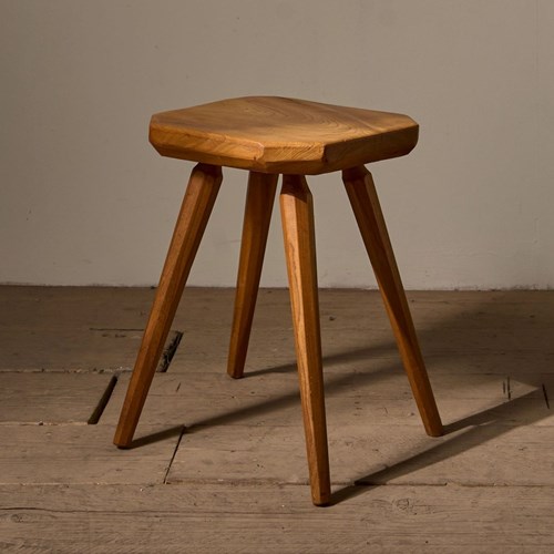 20Th Century Stain Birch Solid Wood Stool