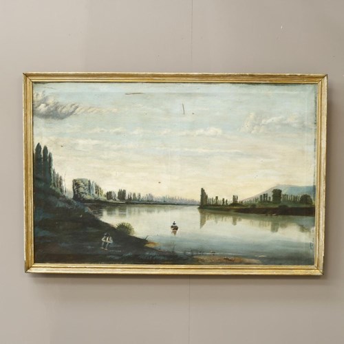 Large Late 18Th Century French Landscape Oil On Canvas