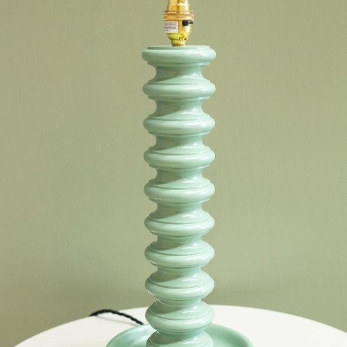 'Cairn' Turned Wood Table Lamp - Fern
