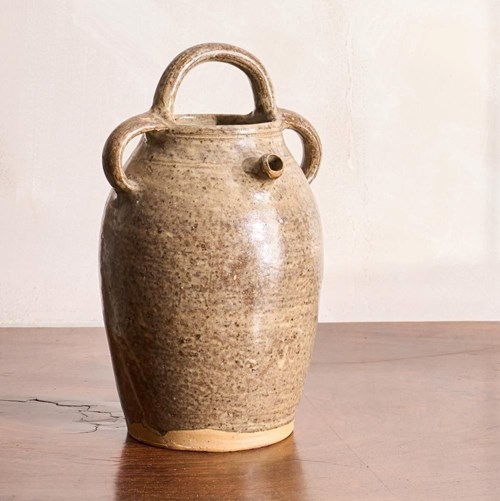 Early 20Th Century French Nut Oil Jar- Grey Glaze