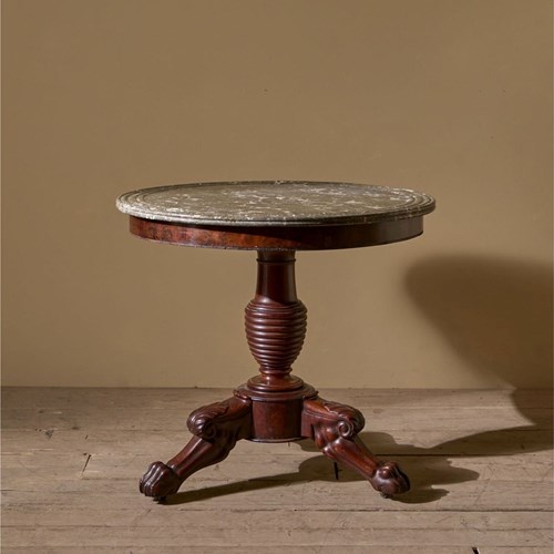 19Th Century Mahogany And Grey Marble Gueridon Table