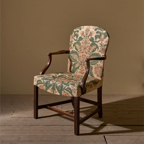 Georgian Mahogany Desk Chair In Tapestry Fabric