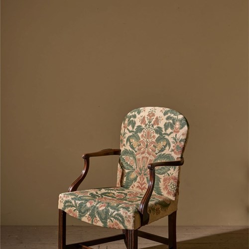 Georgian Mahogany Desk Chair In Tapestry Fabric