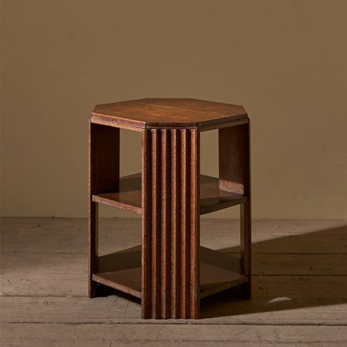 Art Deco Limed Oak Shelved Side Table