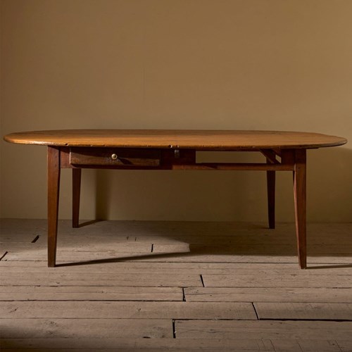 19Th Century French Oak And Fruitwood Oval Dining Table