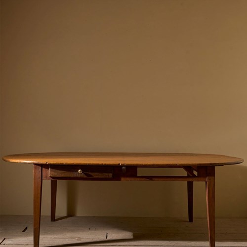 19Th Century French Oak And Fruitwood Oval Dining Table