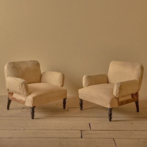 Pair Of Napoleon III Pillow Armed Armchairs