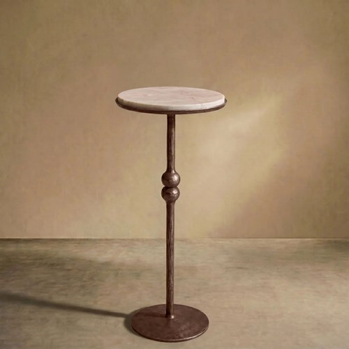 The 'Brokkr' Forged Bronze Martini Table With Quartzite Top