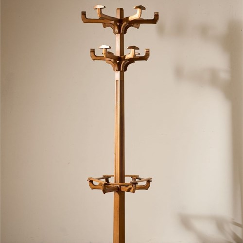 High Quality Art Deco Period Solid Oak Coat Stand