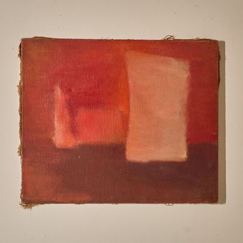 Mid 20Th Century Oil On Canvas Abstract Painting - Red