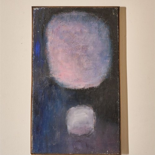 Mid 20Th Century Oil On Canvas Abstract Painting - Purple