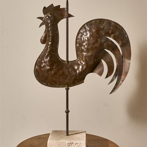 Early 20Th Century Copper Cockerel Weather Vane