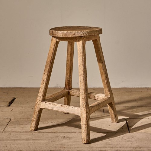 C.1900 Dry Oak Stool Side Table