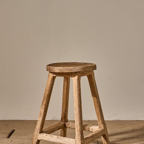 C.1900 Dry Oak Stool Side Table