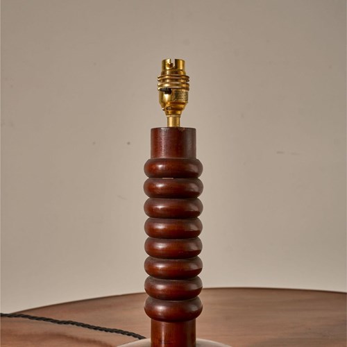 Mid 20Th Century Solid Cherrywood Table Lamp
