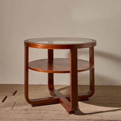 Art Deco Teak And Glass Two Tiered Coffee Table