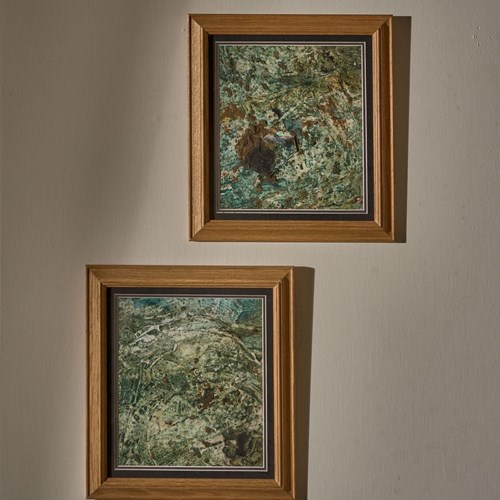 Pair Of Original Mixed Media Abstract Paintings By Philip Wiseman