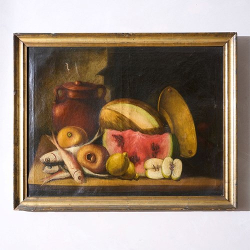 18Th Century Italian Still Life - Fish And Melon