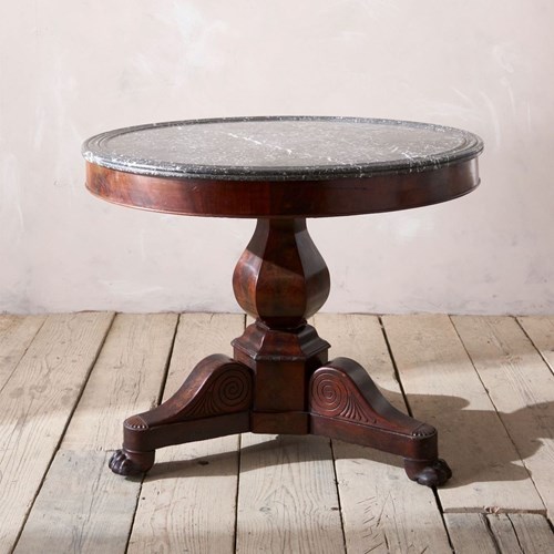 Early 19Th Century Mahogany And Black Marble Gueridon Table