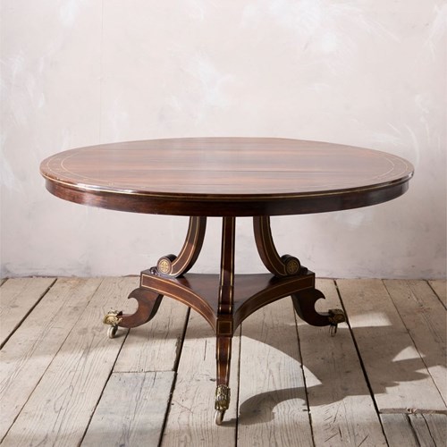 Exceptional Regency Period Rosewood And Brass Inlay Centre Table