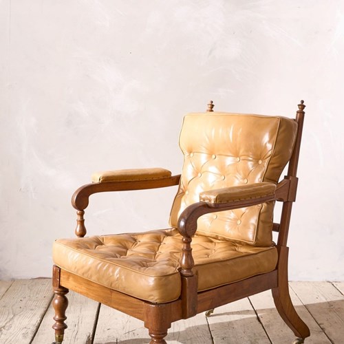 Victorian Mahogany And Leather Spindle Back Library Chair