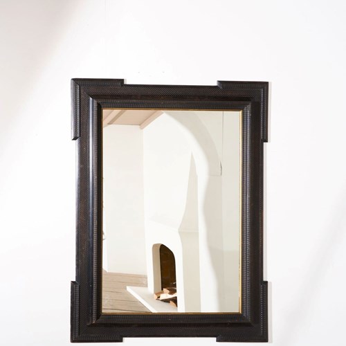 Unusual 19Th Century Ebonised Italian Wall Mirror