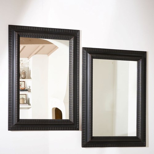 Pair Of Large 19Th Century Ebonised Italian Wall Mirrors