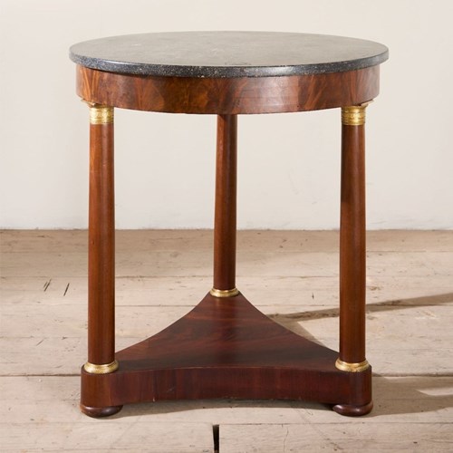 19Th Century French Empire Mahogany And Black Marble Gueridon Table