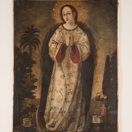 17Th Century Colonial School Oil On Canvas