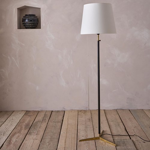 Mid Century Black And Brass Floor Lamp