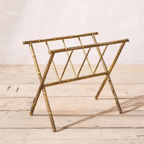 20Th Century Brass Bamboo Magazine Rack