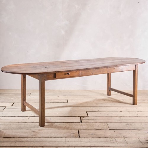 18Th Century Oval Elm French Farmhouse Dining Table