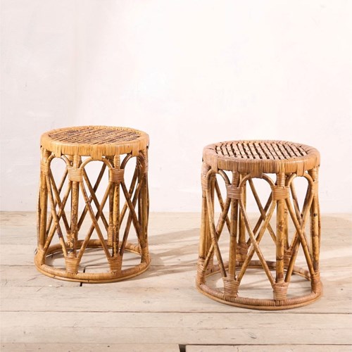 Pair Of Nice Quality 20Th Century Bamboo Side Tables