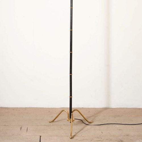 Mid 20Th Century Black Enamel And Brass Floor Lamp
