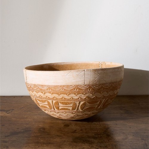 20Th Century African Carved Gourd Bowl - No1