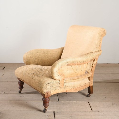 19Th Century Howard And Sons Style Bridgewater Armchair - Hessian