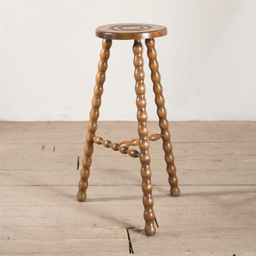 Mid Century French Bobbin Turned Tall Stool