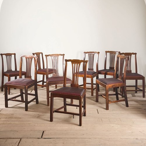 Set Of 9 Country Dining Chairs In Oak And Elm