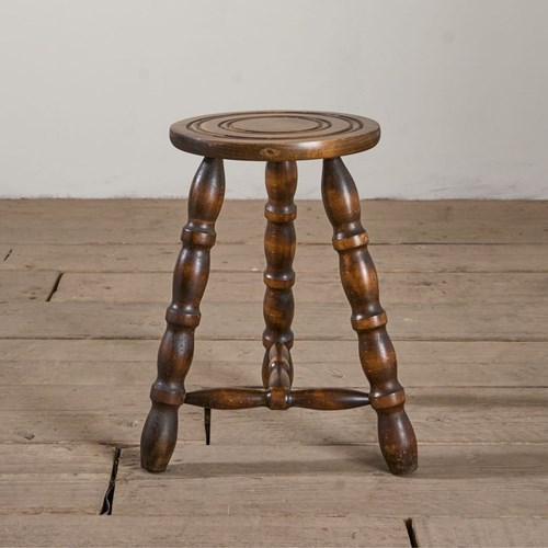 Mid Century Bobbin Turned Wooden Stool Side Table