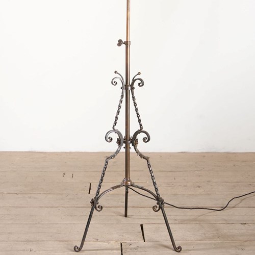 19Th Century Arts And Crafts Iron And Copper Floor Lamp