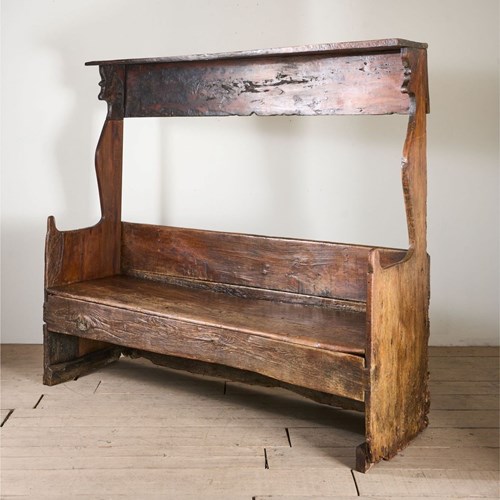 18Th Century Folk Art Canopied Spanish Settle