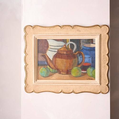 20Th Century Painting On Board Of A Teapot - M Vivier