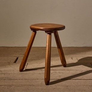 Mid 20Th Century Solid Teak Stool -...