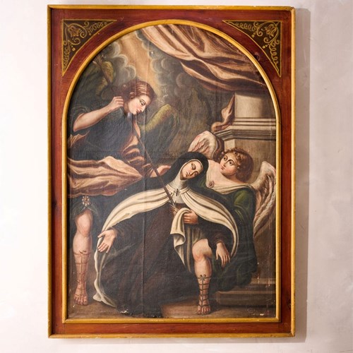 Large 18Th Century Italian Oil On Canvas Religious Painting