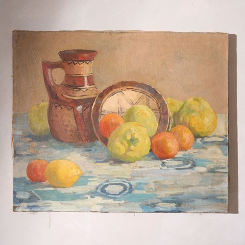 Early 20Th Century Unframed Still Life Oil On Canvas