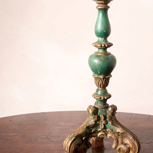 19Th Century Green Painted Pricket Candlestick