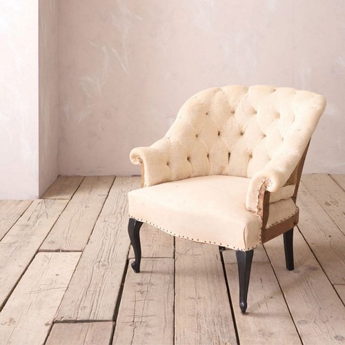 Napoleon III Buttoned Back Cabriole Legged Tub Chair