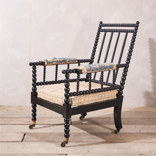 Georgian Period Ebonised Bobbin Library Chair